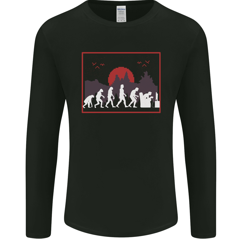 Evolution of a Gamer Gaming Video Games Mens Long Sleeve T-Shirt Black