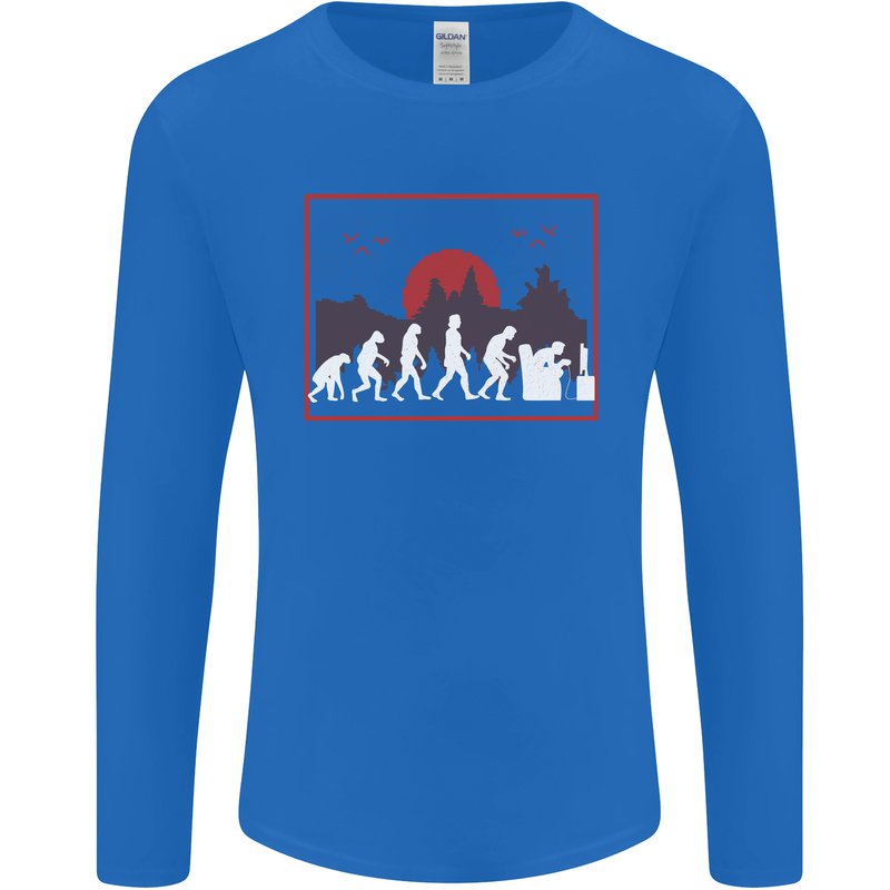 Evolution of a Gamer Gaming Video Games Mens Long Sleeve T-Shirt Royal Blue
