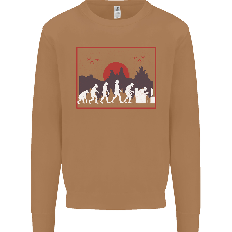 Evolution of a Gamer Gaming Video Games Mens Sweatshirt Jumper Caramel Latte