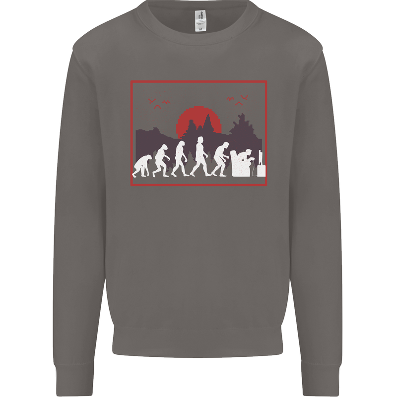 Evolution of a Gamer Gaming Video Games Mens Sweatshirt Jumper Charcoal