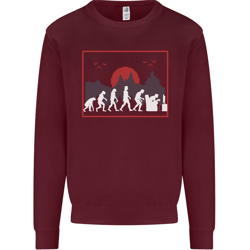 Evolution of a Gamer Gaming Video Games Mens Sweatshirt Jumper Maroon