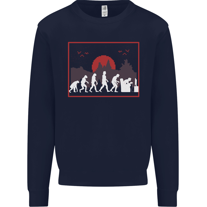 Evolution of a Gamer Gaming Video Games Mens Sweatshirt Jumper Navy Blue