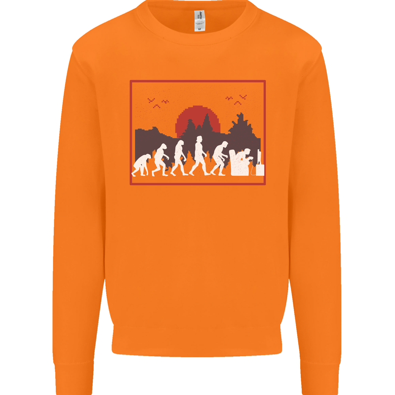 Evolution of a Gamer Gaming Video Games Mens Sweatshirt Jumper Orange