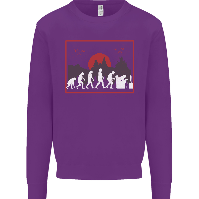 Evolution of a Gamer Gaming Video Games Mens Sweatshirt Jumper Purple