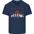 Evolution of a Gamer Gaming Video Games Mens V-Neck Cotton T-Shirt Navy Blue