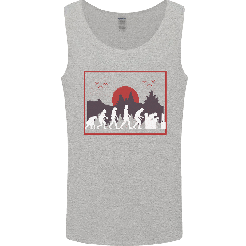 Evolution of a Gamer Gaming Video Games Mens Vest Tank Top Sports Grey
