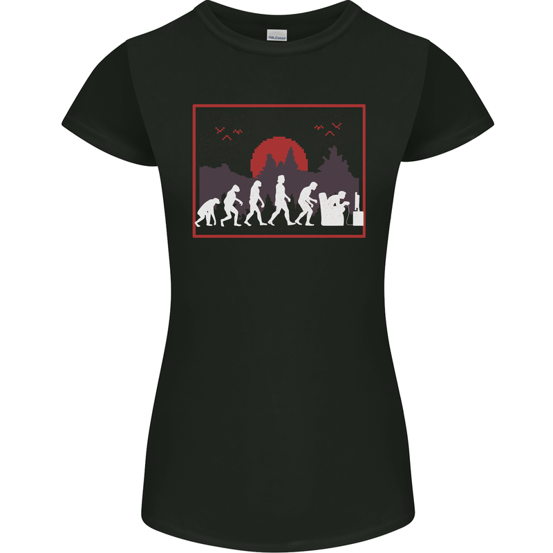 Evolution of a Gamer Gaming Video Games Womens Petite Cut T-Shirt Black