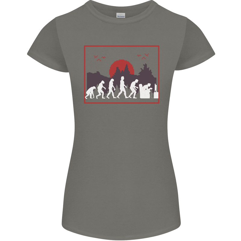 Evolution of a Gamer Gaming Video Games Womens Petite Cut T-Shirt Charcoal