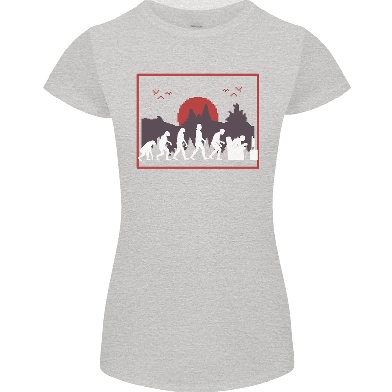 Evolution of a Gamer Gaming Video Games Womens Petite Cut T-Shirt Sports Grey