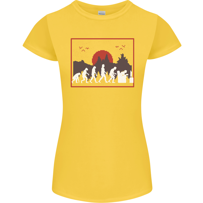Evolution of a Gamer Gaming Video Games Womens Petite Cut T-Shirt Yellow