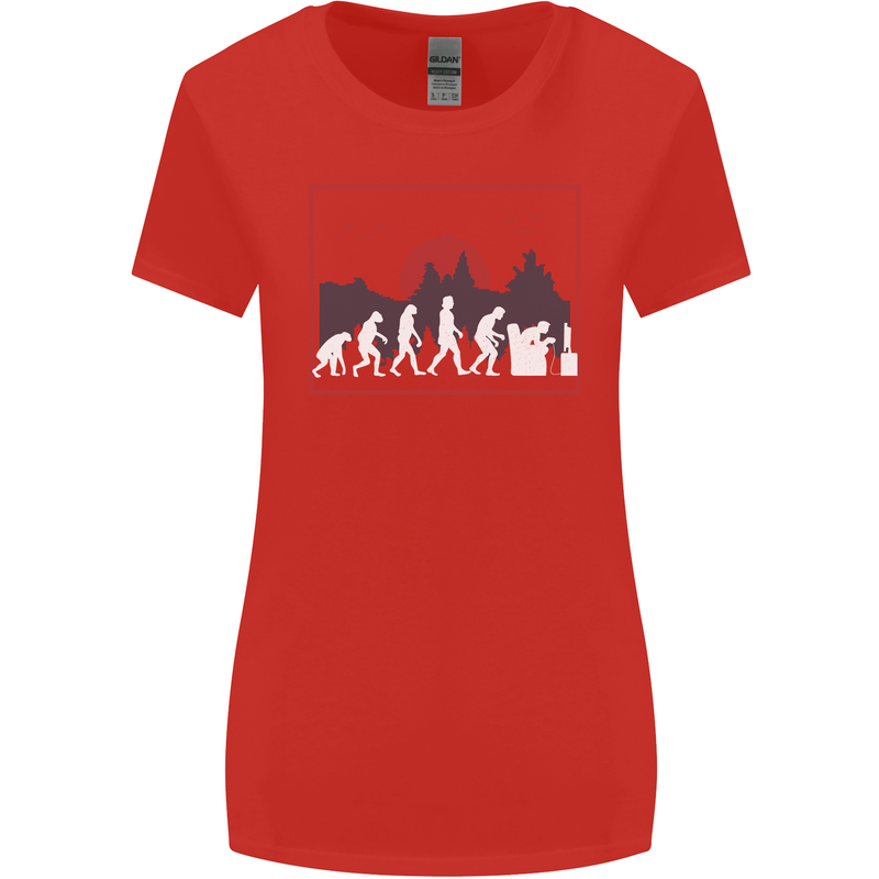 Evolution of a Gamer Gaming Video Games Womens Wider Cut T-Shirt Red