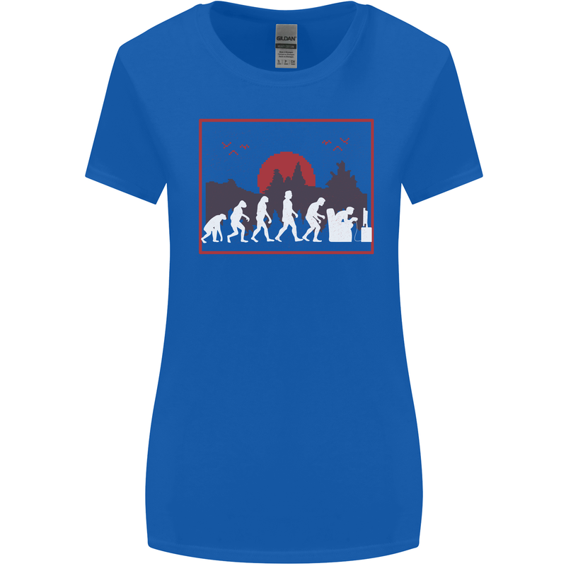 Evolution of a Gamer Gaming Video Games Womens Wider Cut T-Shirt Royal Blue