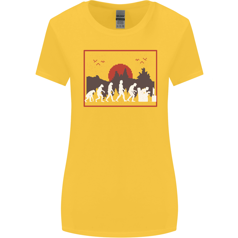 Evolution of a Gamer Gaming Video Games Womens Wider Cut T-Shirt Yellow