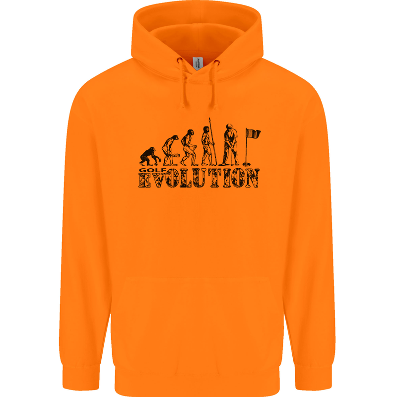 Evolution of a Golfer Funny Golf Golfing Childrens Kids Hoodie Orange