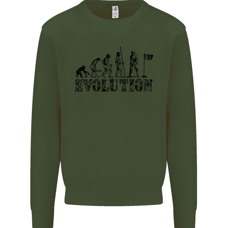 Evolution of a Golfer Funny Golf Golfing Kids Sweatshirt Jumper Forest Green