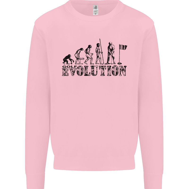Evolution of a Golfer Funny Golf Golfing Kids Sweatshirt Jumper Light Pink