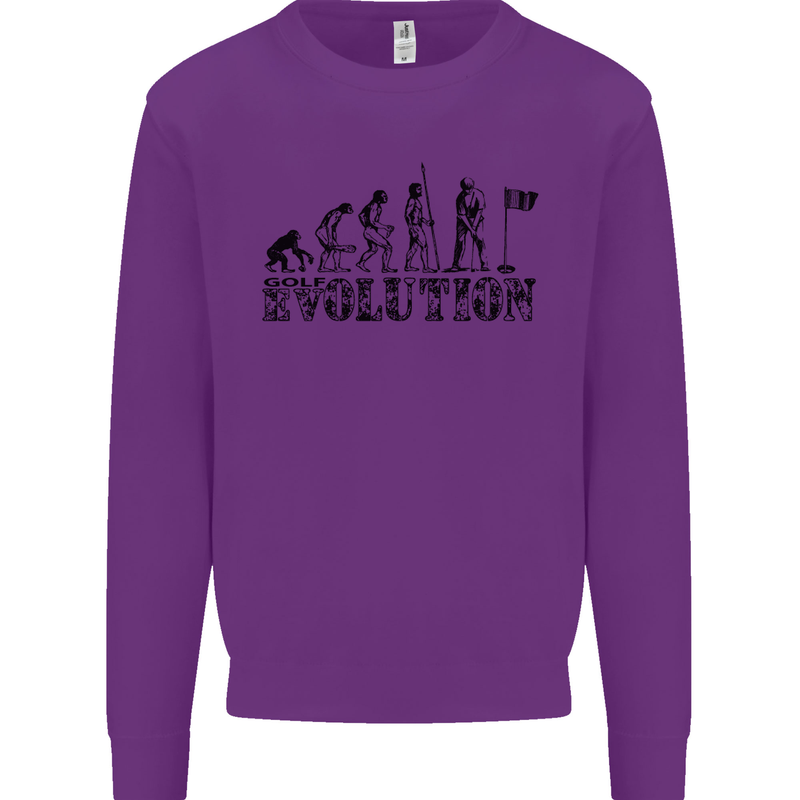 Evolution of a Golfer Funny Golf Golfing Kids Sweatshirt Jumper Purple