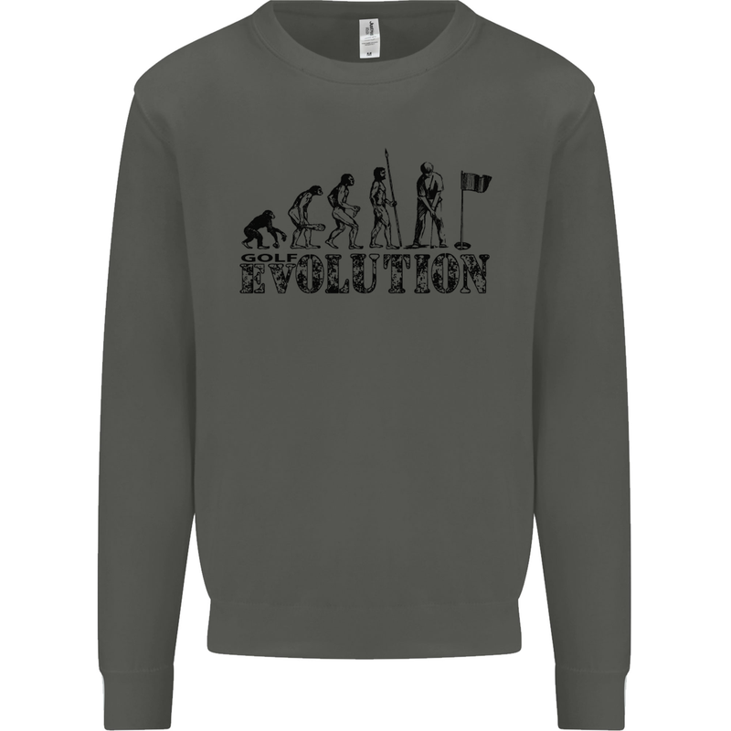 Evolution of a Golfer Funny Golf Golfing Kids Sweatshirt Jumper Storm Grey