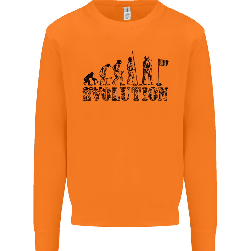 Evolution of a Golfer Funny Golf Golfing Mens Sweatshirt Jumper Orange