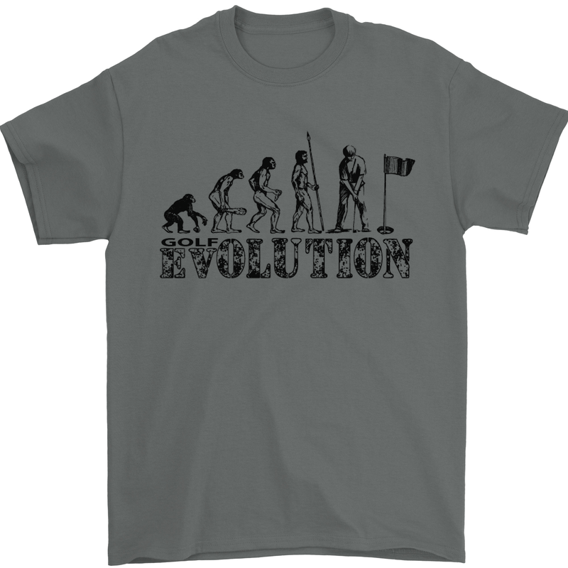 Evolution of a Golfer Funny Golf Golfing Mens T-Shirt Cotton Gildan Charcoal