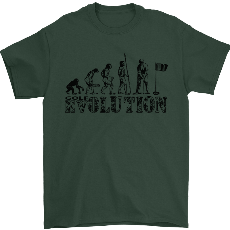 Evolution of a Golfer Funny Golf Golfing Mens T-Shirt Cotton Gildan Forest Green