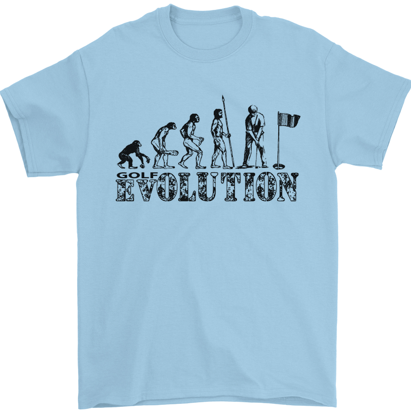 Evolution of a Golfer Funny Golf Golfing Mens T-Shirt Cotton Gildan Light Blue