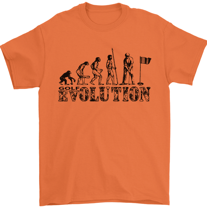 Evolution of a Golfer Funny Golf Golfing Mens T-Shirt Cotton Gildan Orange