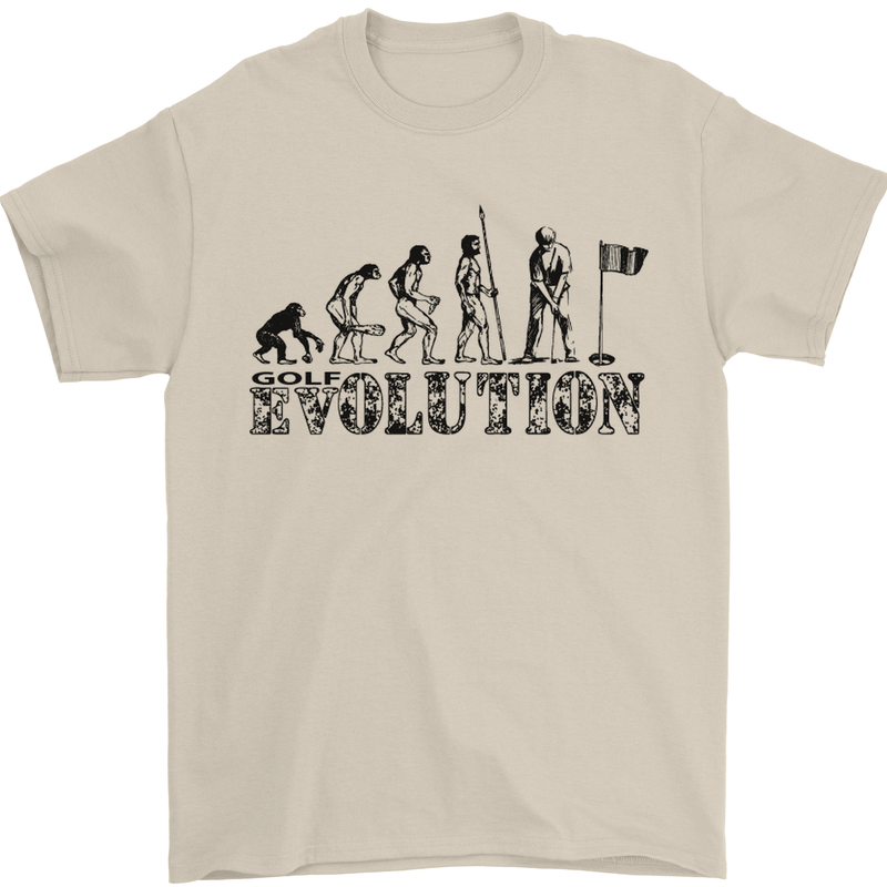Evolution of a Golfer Funny Golf Golfing Mens T-Shirt Cotton Gildan Sand