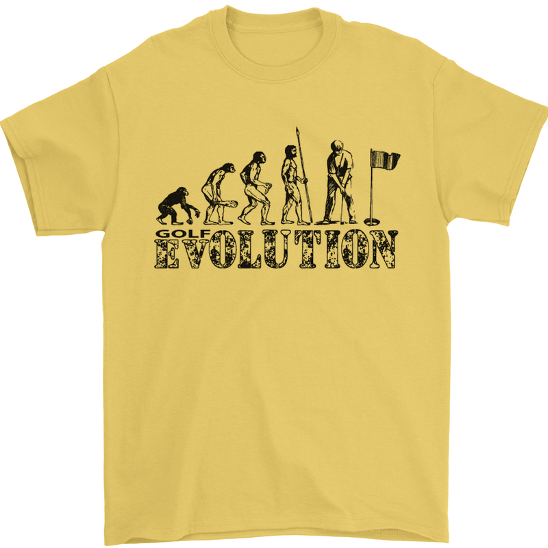 Evolution of a Golfer Funny Golf Golfing Mens T-Shirt Cotton Gildan Yellow