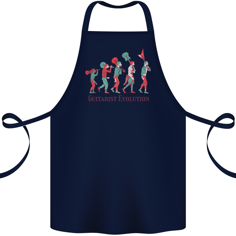 Evolution of a Guitarist Cotton Apron 100% Organic Navy Blue