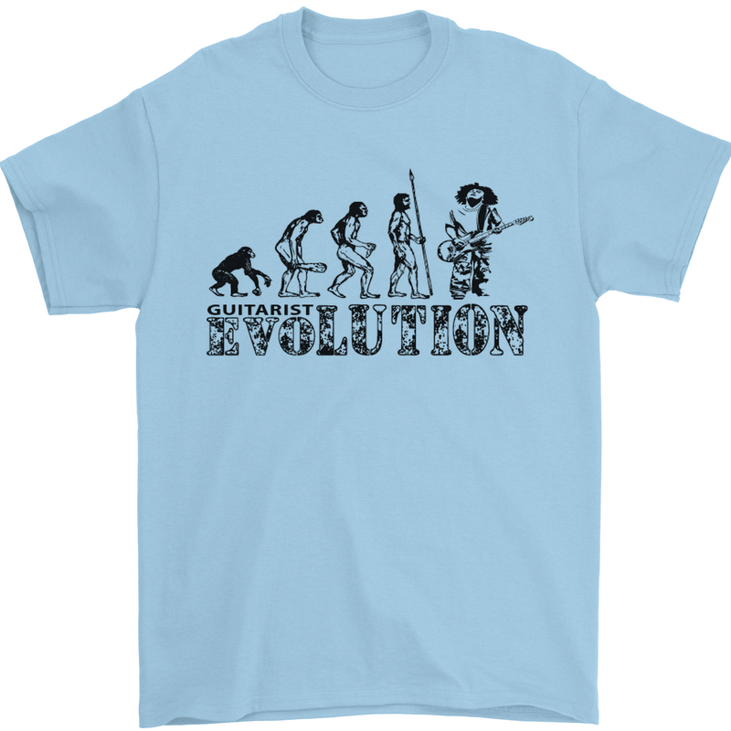 Evolution of a Guitarist Guitarist Electric Mens T-Shirt 100% Cotton Light Blue