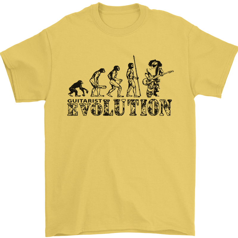 Evolution of a Guitarist Guitarist Electric Mens T-Shirt 100% Cotton Yellow