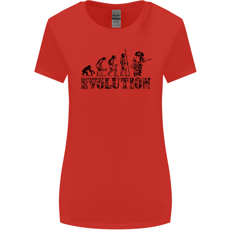 Evolution of a Guitarist Guitarist Electric Womens Wider Cut T-Shirt Red