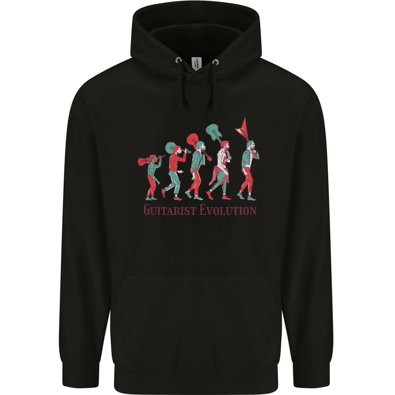 Evolution of a Guitarist Mens 80% Cotton Hoodie Black