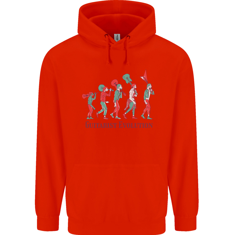 Evolution of a Guitarist Mens 80% Cotton Hoodie Bright Red