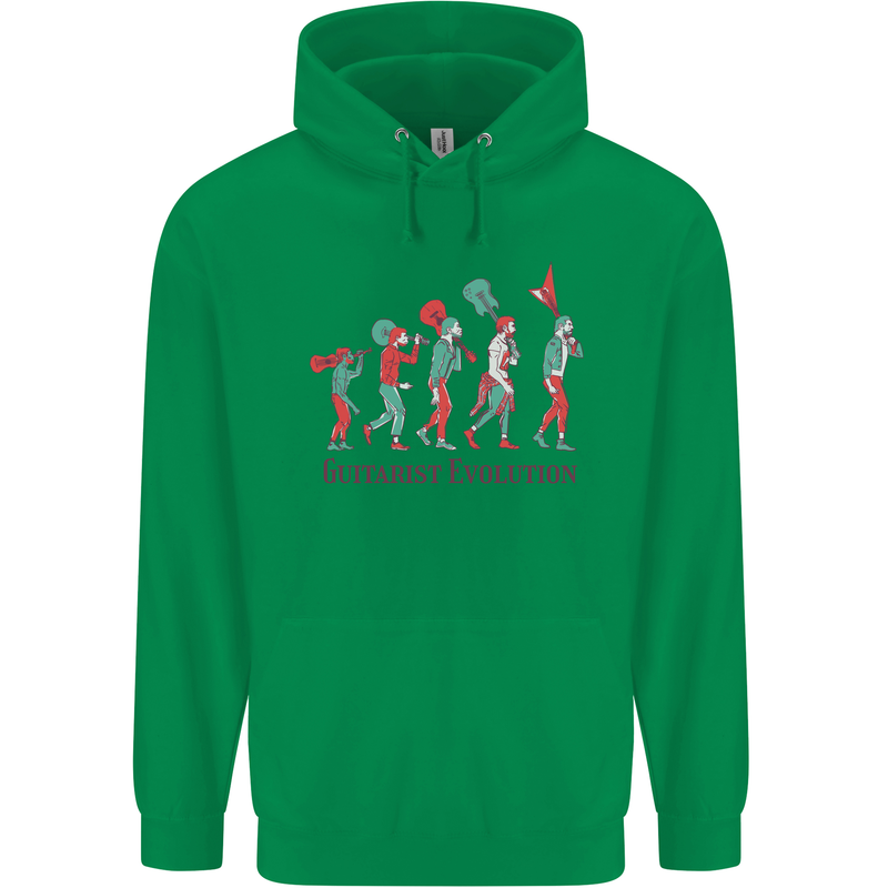 Evolution of a Guitarist Mens 80% Cotton Hoodie Irish Green