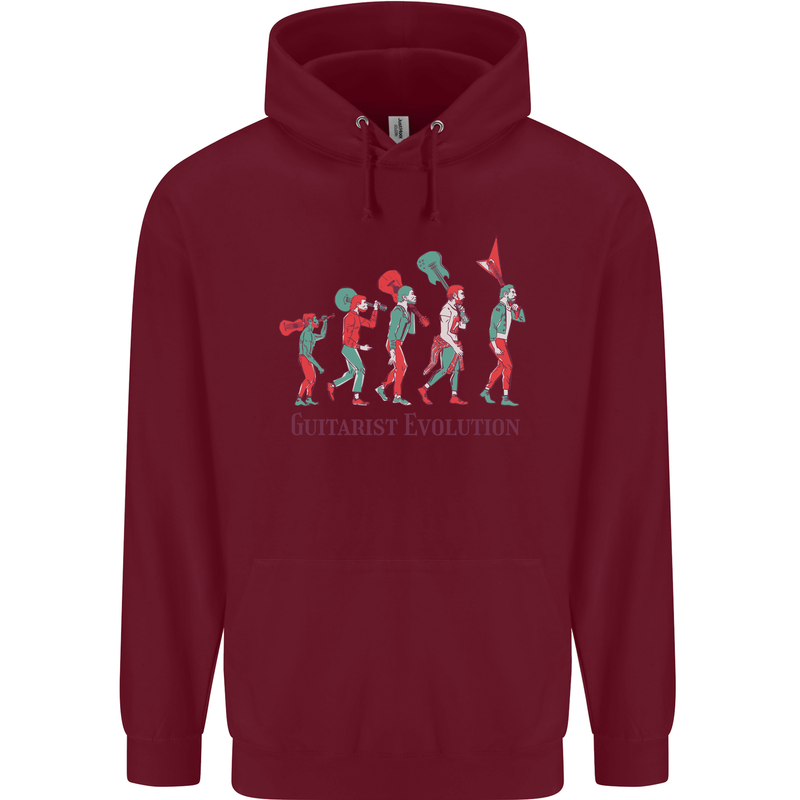Evolution of a Guitarist Mens 80% Cotton Hoodie Maroon