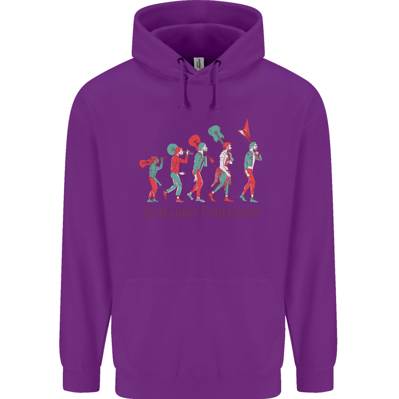 Evolution of a Guitarist Mens 80% Cotton Hoodie Purple