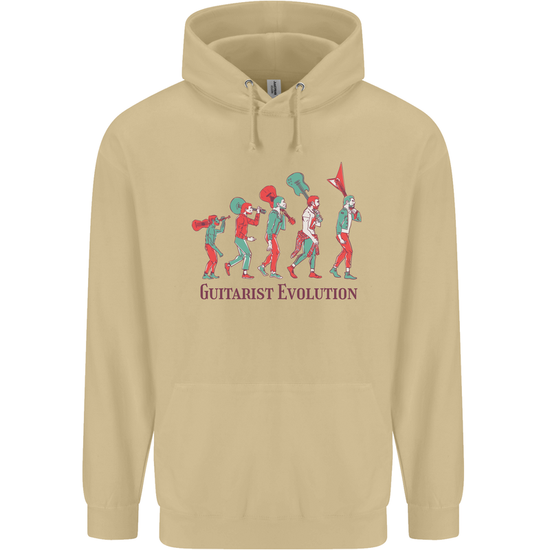Evolution of a Guitarist Mens 80% Cotton Hoodie Sand