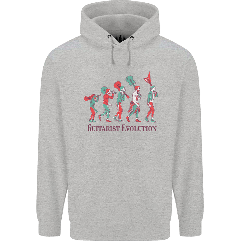Evolution of a Guitarist Mens 80% Cotton Hoodie Sports Grey