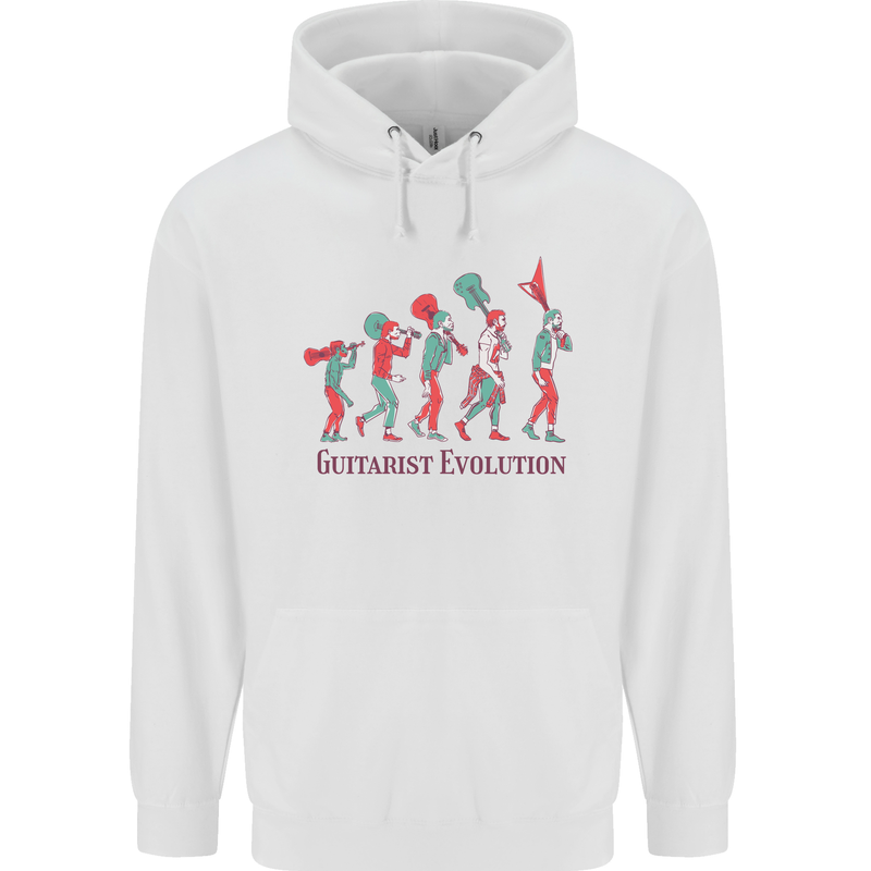 Evolution of a Guitarist Mens 80% Cotton Hoodie White