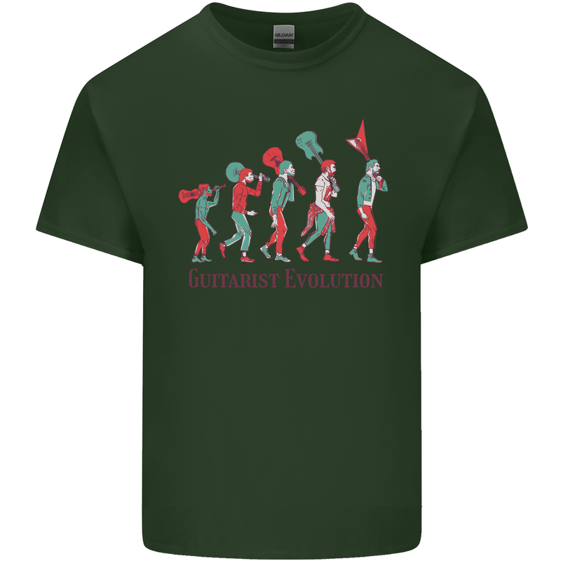 Evolution of a Guitarist Mens Cotton T-Shirt Tee Top Forest Green