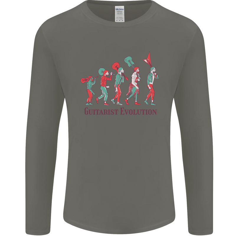 Evolution of a Guitarist Mens Long Sleeve T-Shirt Charcoal