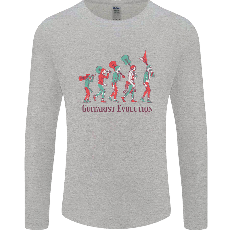 Evolution of a Guitarist Mens Long Sleeve T-Shirt Sports Grey