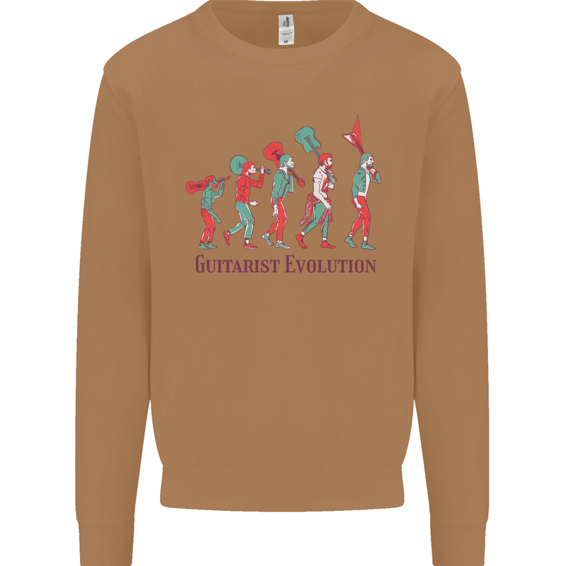 Evolution of a Guitarist Mens Sweatshirt Jumper Caramel Latte