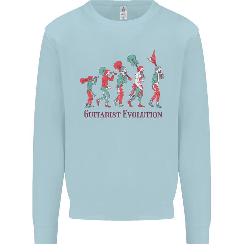 Evolution of a Guitarist Mens Sweatshirt Jumper Light Blue