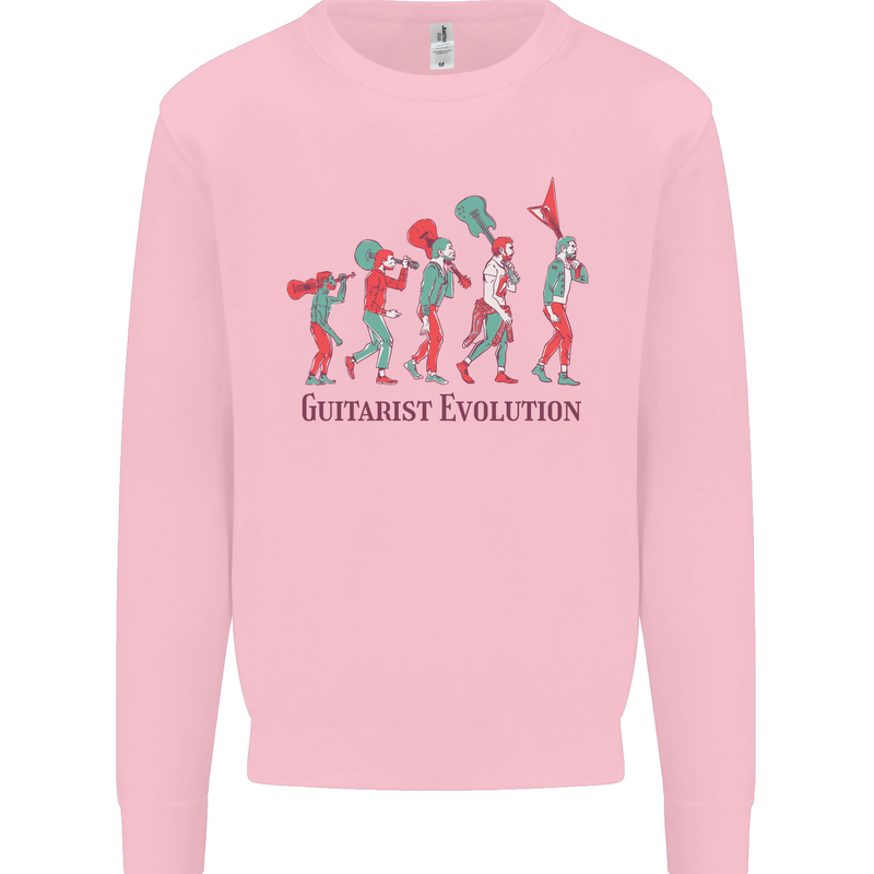 Evolution of a Guitarist Mens Sweatshirt Jumper Light Pink
