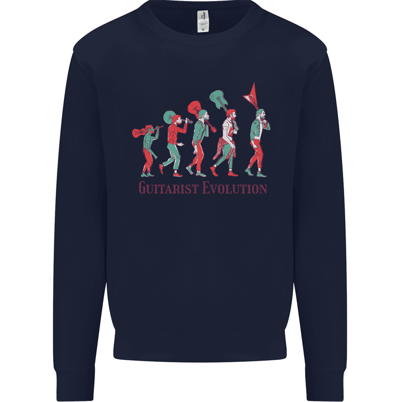 Evolution of a Guitarist Mens Sweatshirt Jumper Navy Blue