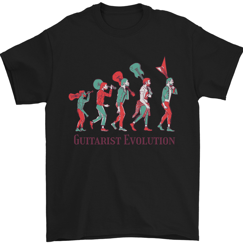 Evolution of a Guitarist Mens T-Shirt Cotton Gildan Black