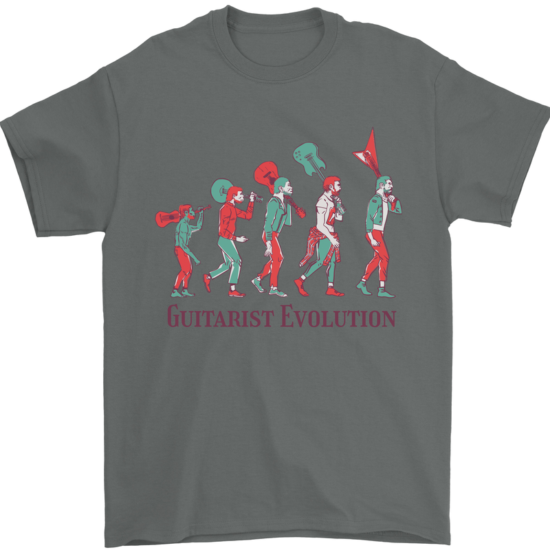 Evolution of a Guitarist Mens T-Shirt Cotton Gildan Charcoal